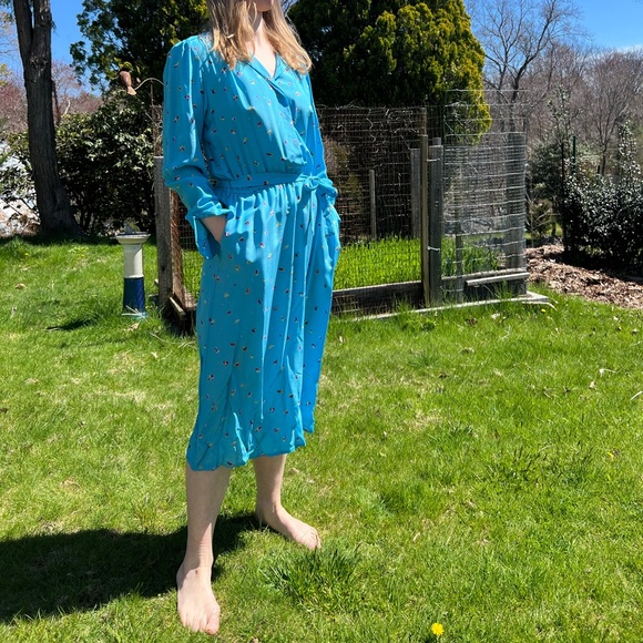 Ms. Chaus size 12, blue, patterned dress - Picture 1 of 6